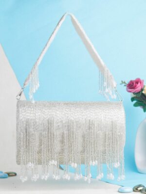 Silver handpurse flap bag