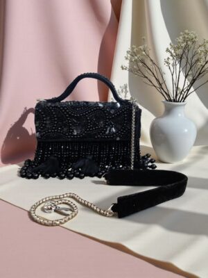 Premium pearl work box clutch black