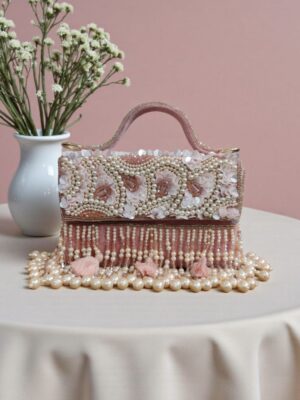 Premium pearl work box clutch pink