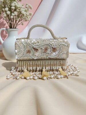 Premium pearl work box clutch cream