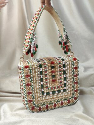 Handcrafted bleaded clutch