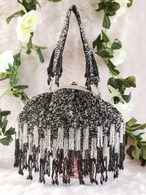 Half frame breaded clutch black