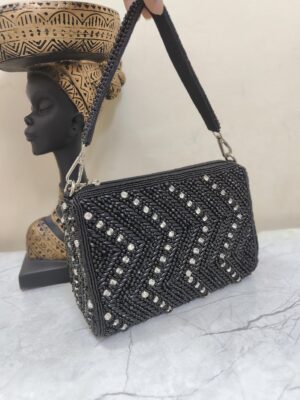 pearl elegance clutch black